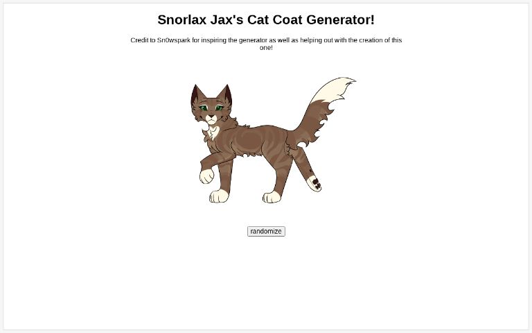 Snorlax Jax's Cat Coat Generator!