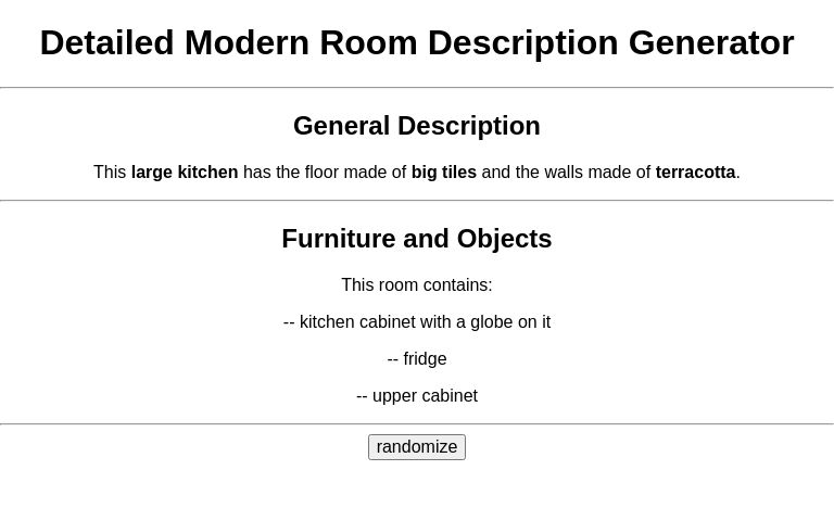 Detailed Modern Room Description Generator