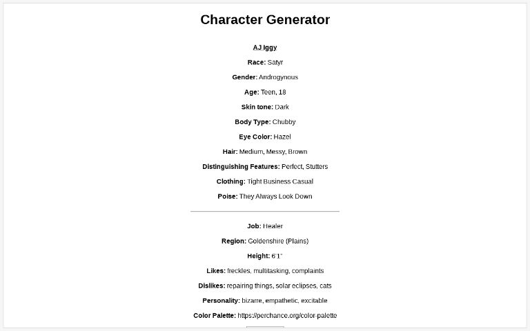 Character Generator