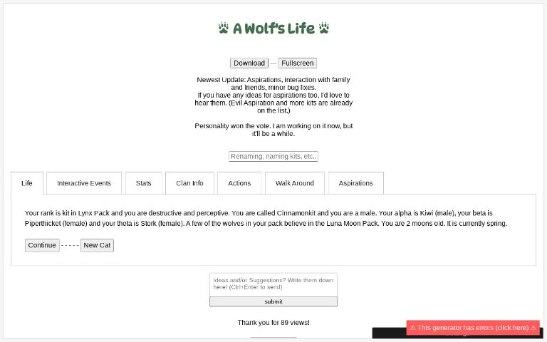 a-wolf-s-life-perchance-generator