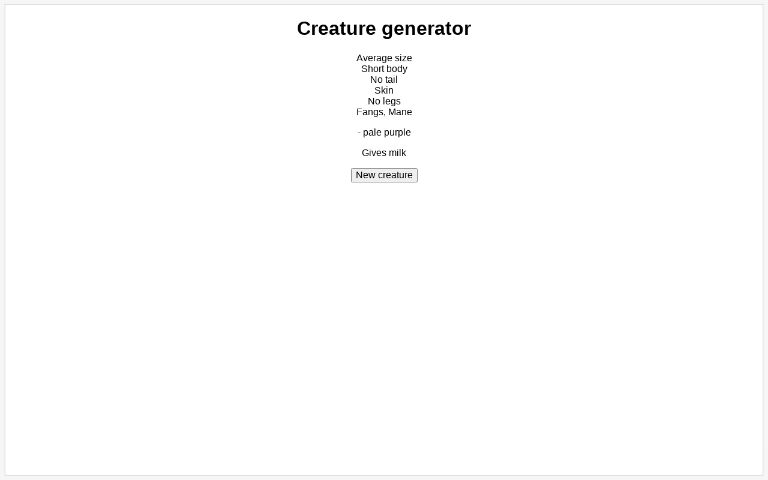 Creature generator