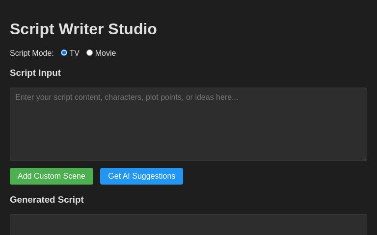 Script Writer Studio ― Perchance Generator