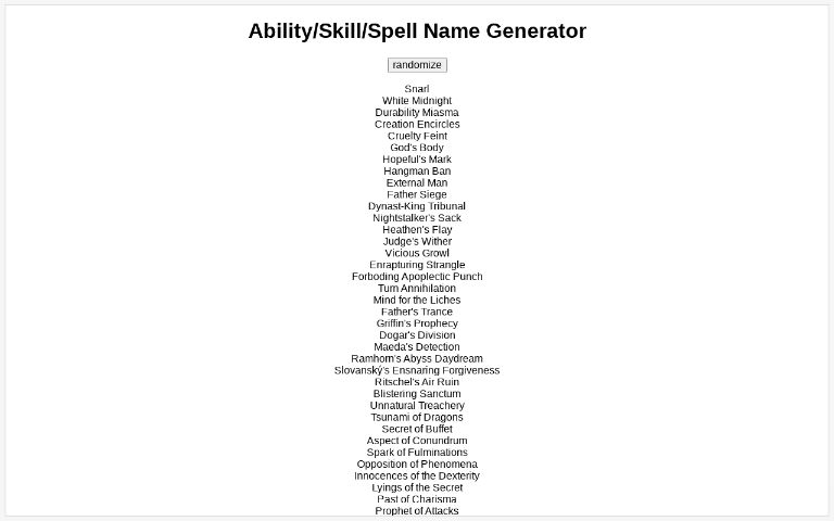 Ability/Skill/Spell Name Generator