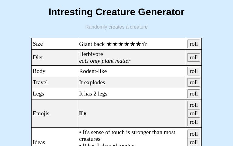 Intresting Creature Generator