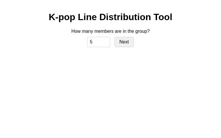 K-pop Line Distribution Tool ― Perchance Generator