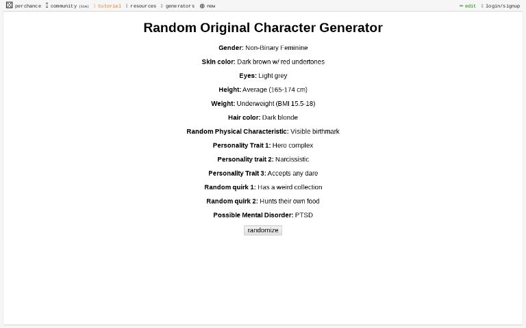 Random Original Character Generator