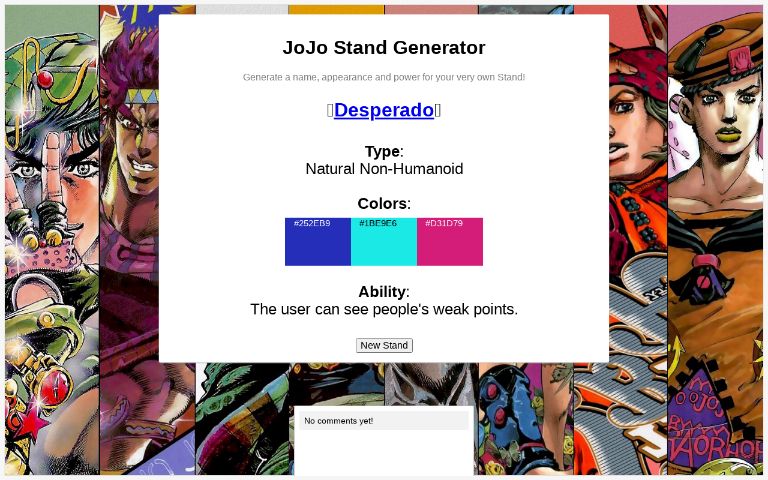 Jojo's Bizarre Adventure Stand Generator