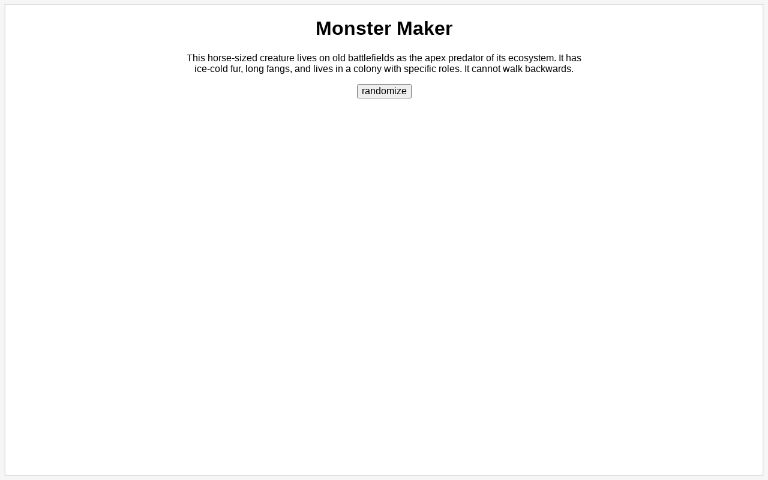 Monster Maker ― Perchance Generator