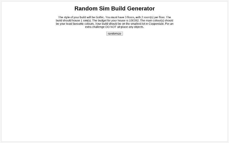 Random Sim Build Generator