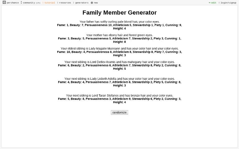 Family Member Generator Perchance