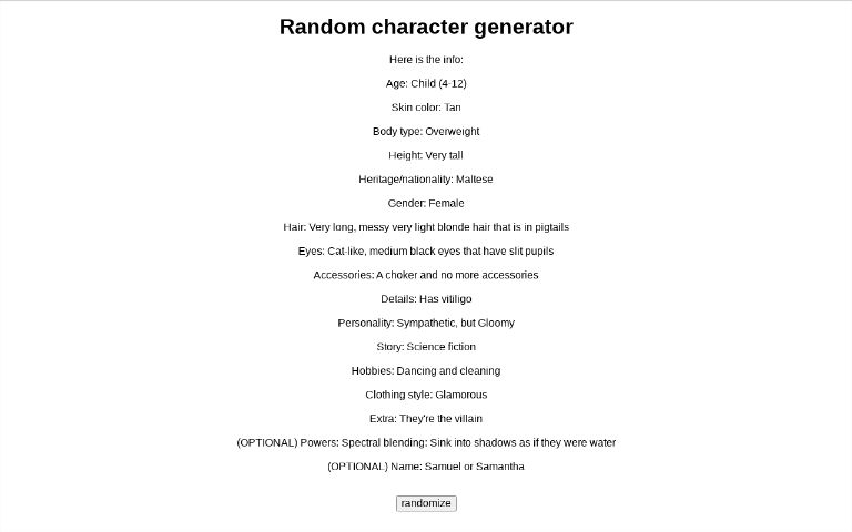 Random character generator