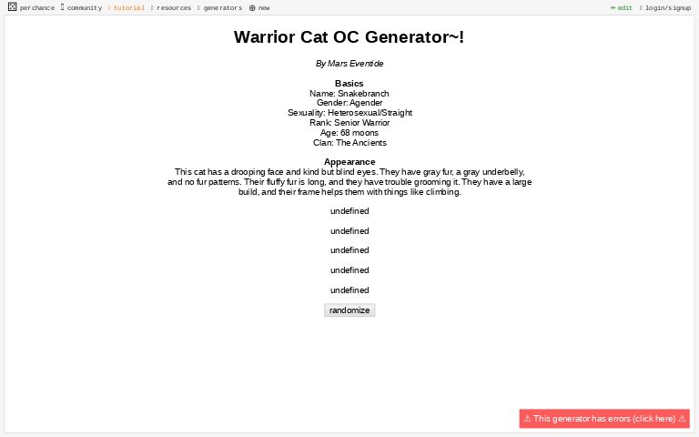 Warrior Cat OC Generator~!