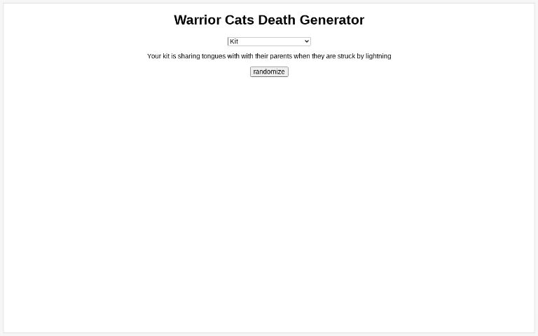 Warrior Cats Death Generator