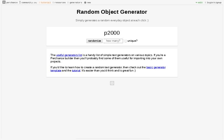 Random Object Generator ― Perchance