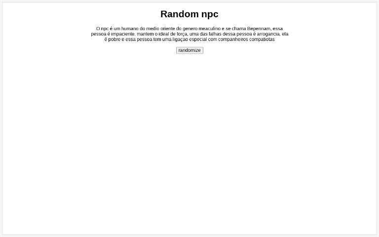 Random npc ― Perchance Generator