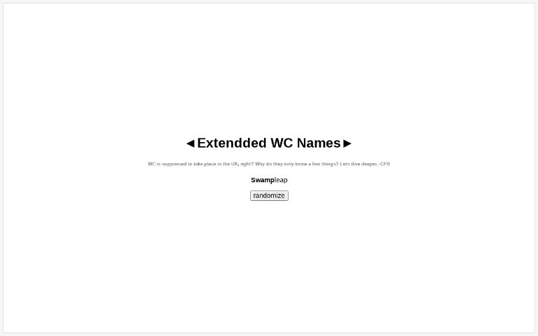 Extendded WC Names ― Perchance Generator