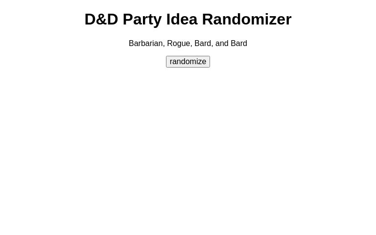 D&amp;D Party Idea Randomizer ― Perchance Generator