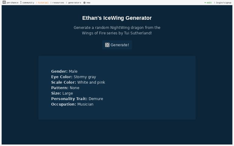 Ethan's IceWing Generator