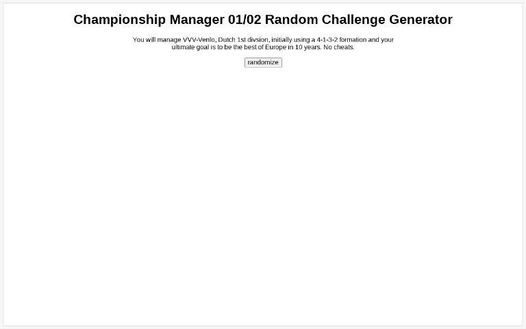 Championship Manager 01/02 Random Challenge Generator