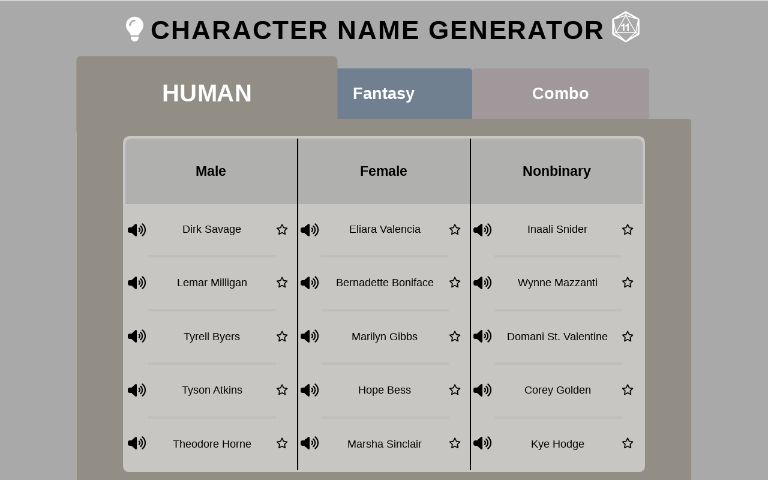 Character Name Generator