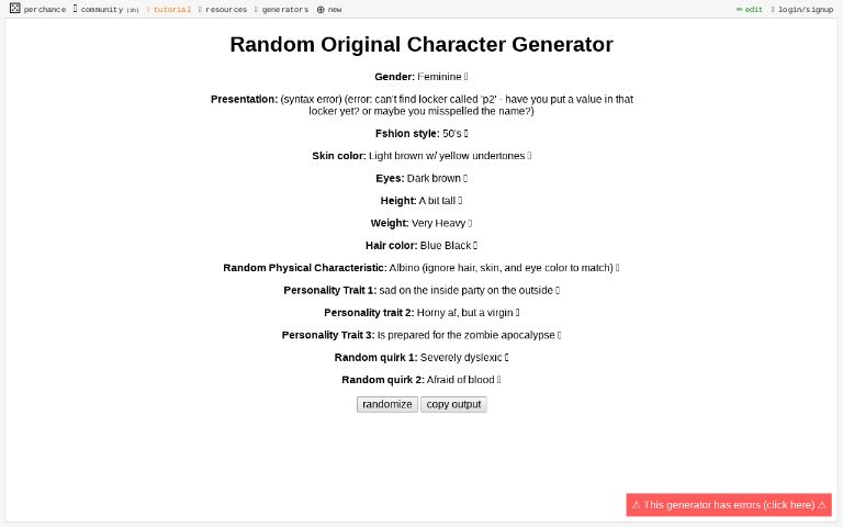 Random Original Character Generator