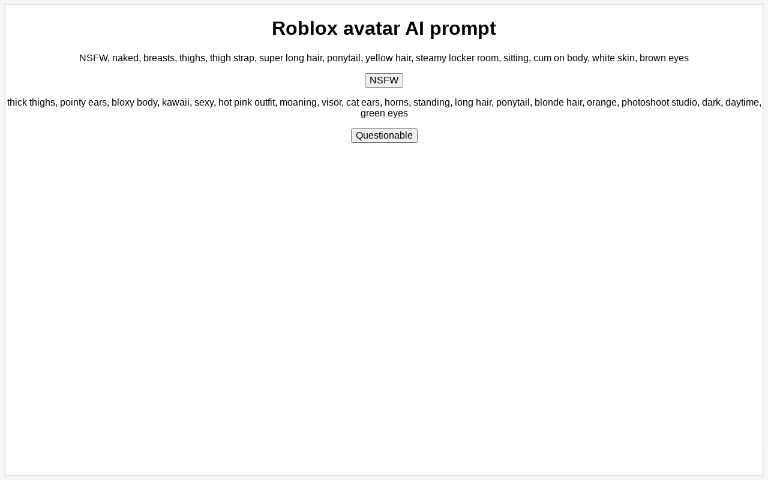 Roblox avatar AI prompt ― Perchance Generator