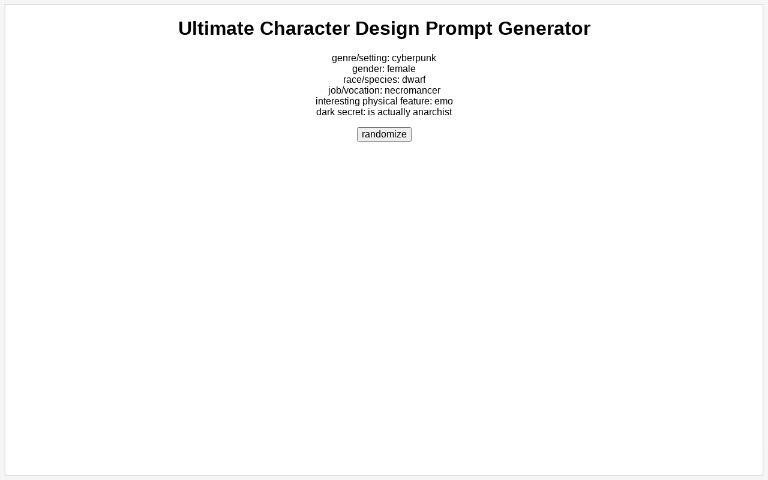 Ultimate Character Design Prompt Generator