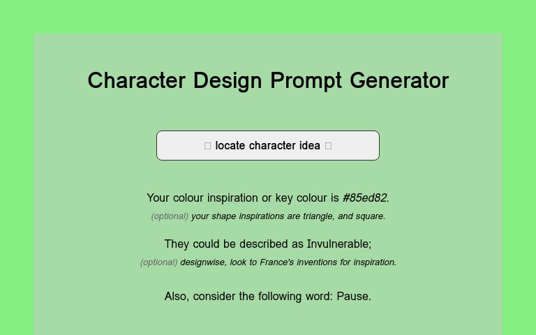 Character Design Prompt Generator