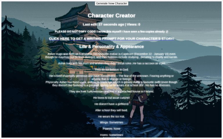 Character Creator ― Perchance Generator