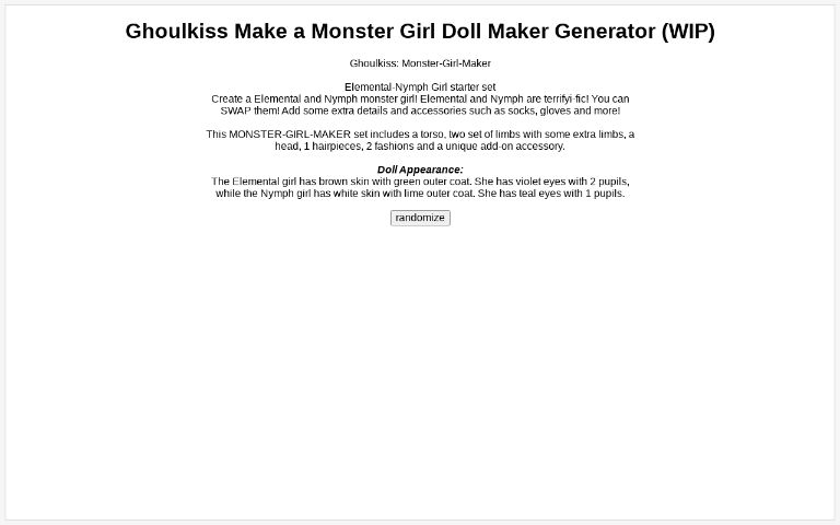 Monster girl deals doll maker