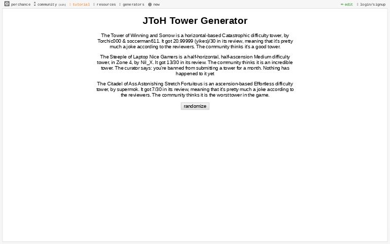 Jtoh Tower Generator Perchance Org - roblox jtoh zone 4